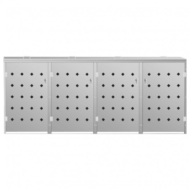 Quadruple Wheelie Bin Shed 240 L Stainless Steel Image 5