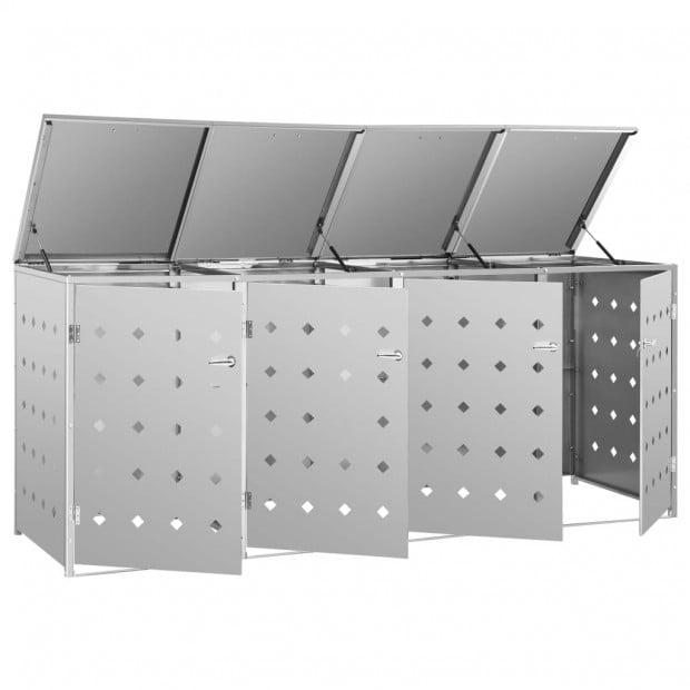 Quadruple Wheelie Bin Shed 240 L Stainless Steel Image 6