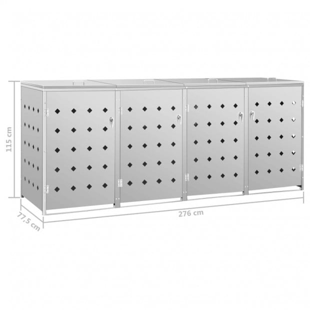 Quadruple Wheelie Bin Shed 240 L Stainless Steel Image 9