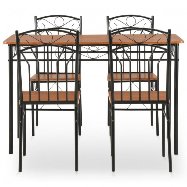5 Piece Dining Set Mdf And Steel Brown Image 2