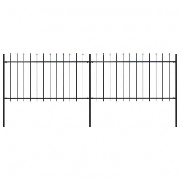 Garden Fence With Spear Top Steel 3.4x1 M Black