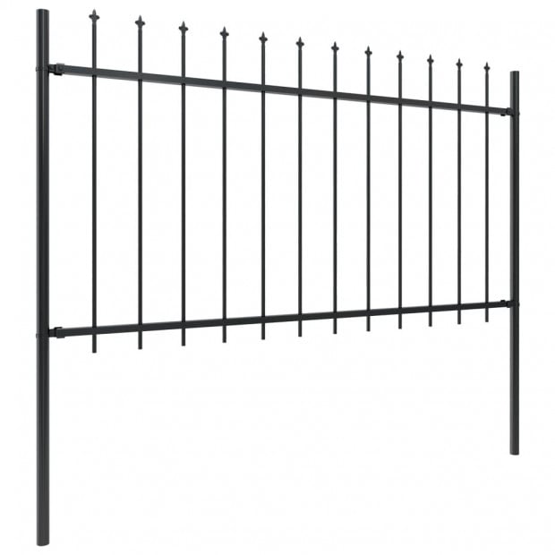 Garden Fence With Spear Top Steel 3.4x1 M Black Image 2