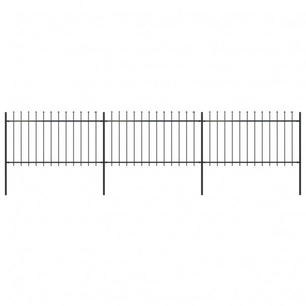 Garden Fence With Spear Top Steel 5.1x1 M Black