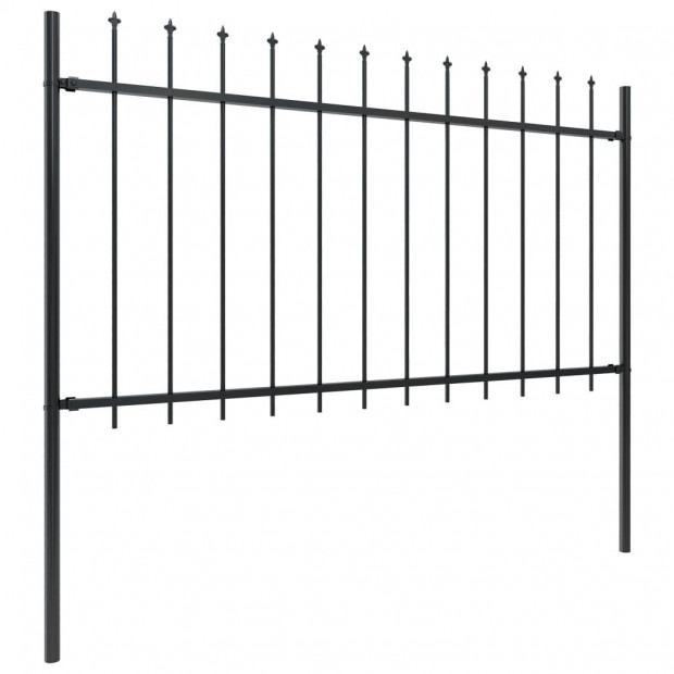 Garden Fence With Spear Top Steel 5.1x1 M Black Image 2