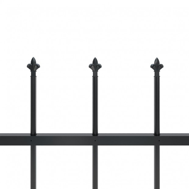 Garden Fence With Spear Top Steel 5.1x1 M Black Image 4