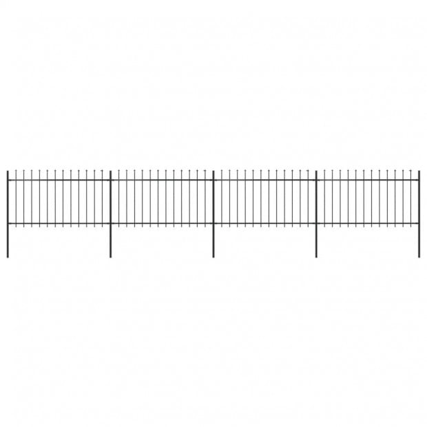 Garden Fence With Spear Top Steel 6.8x1 M Black