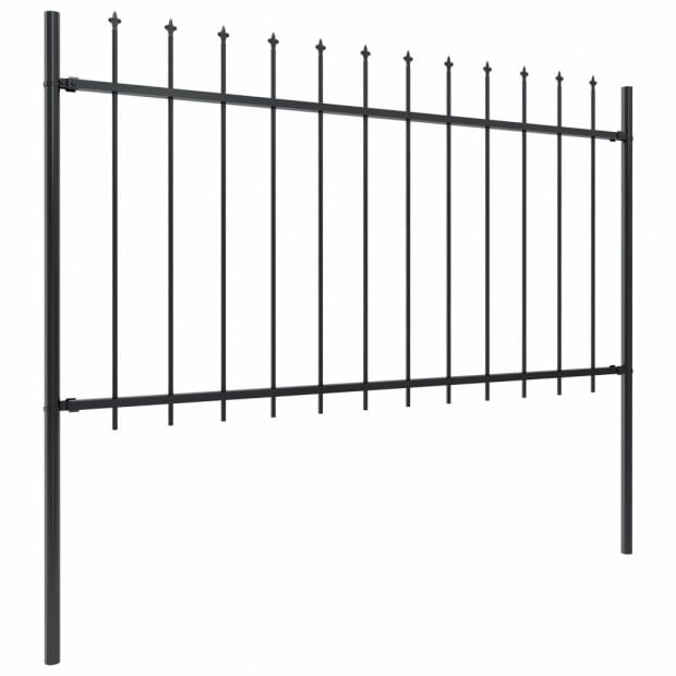 Garden Fence With Spear Top Steel 6.8x1 M Black Image 2