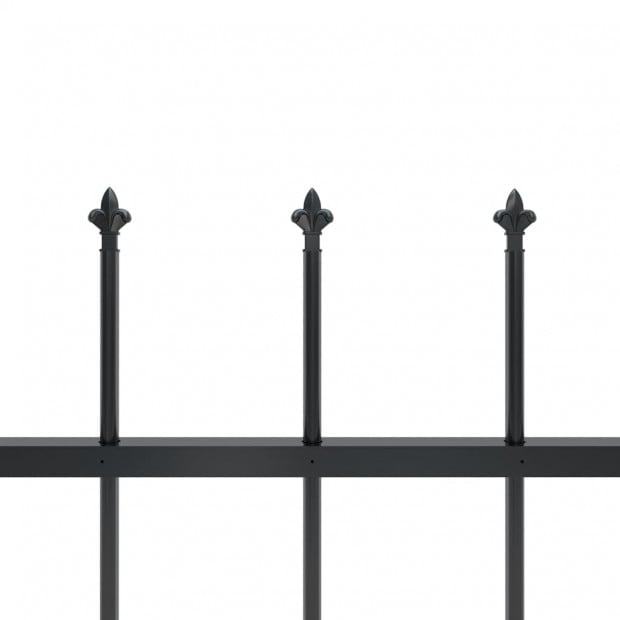 Garden Fence With Spear Top Steel 6.8x1 M Black Image 4