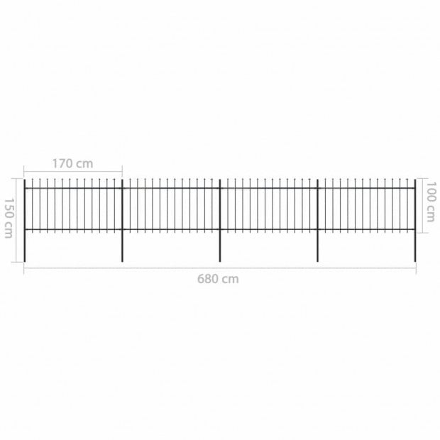 Garden Fence With Spear Top Steel 6.8x1 M Black Image 5