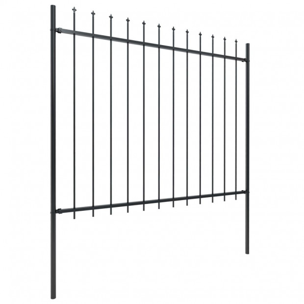 Garden Fence With Spear Top Steel 3.4x1.5 M Black Image 2