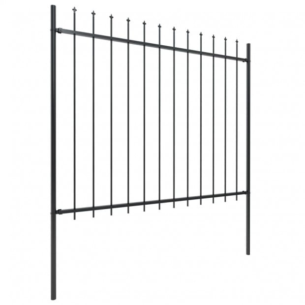 Garden Fence With Spear Top Steel 5.1x1.5 M Black Image 2