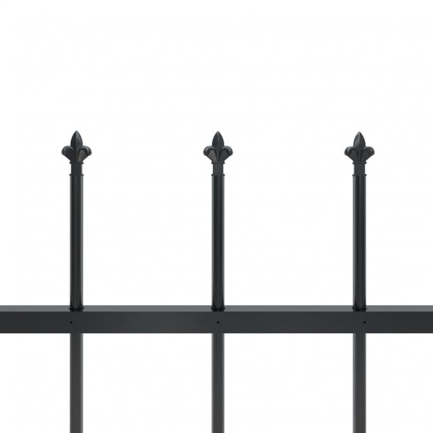 Garden Fence With Spear Top Steel 5.1x1.5 M Black Image 4