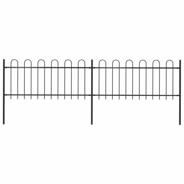 Garden Fence With Hoop Top Steel 3.4x0.8 M Black