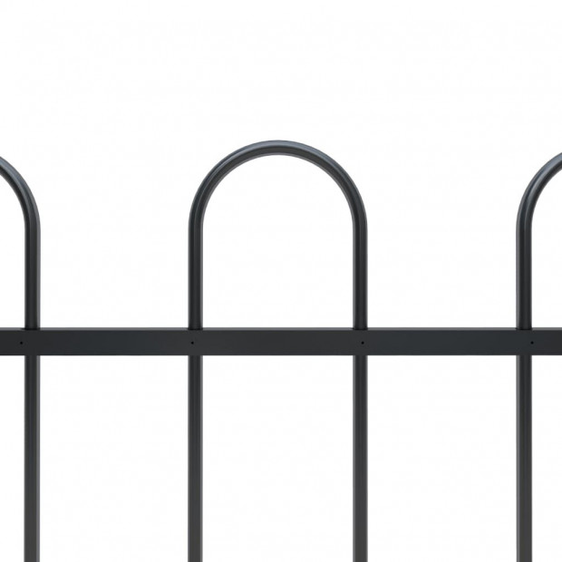 Garden Fence With Hoop Top Steel 3.4x0.8 M Black Image 3