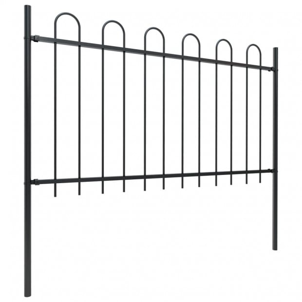 Garden Fence With Hoop Top Steel 3.4x1 M Black Image 2