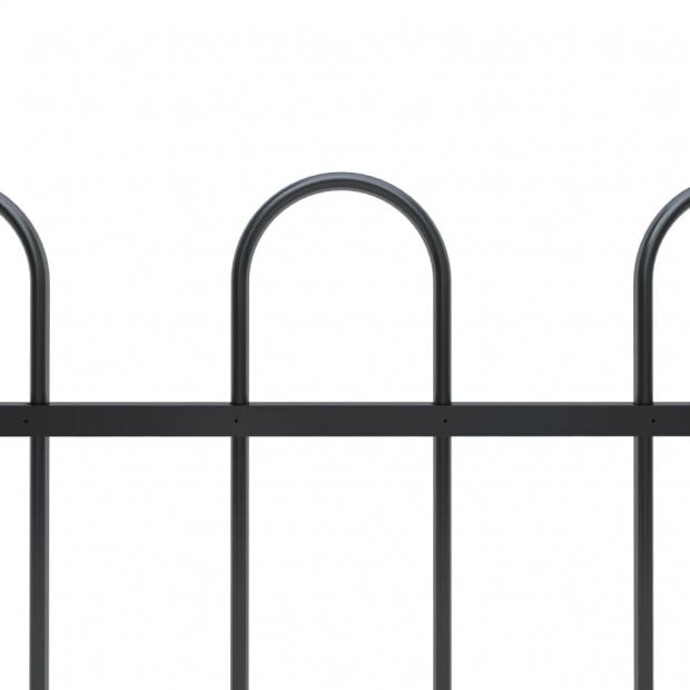 Garden Fence With Hoop Top Steel 3.4x1 M Black Image 3