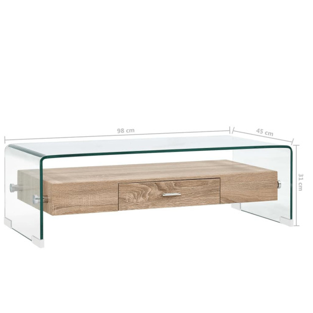 Coffee Table Clear 98x45x31 Cm Tempered Glass Image 6