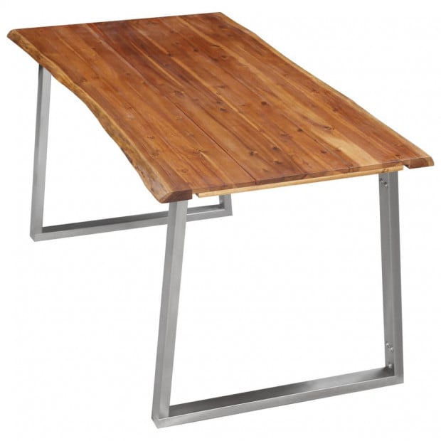 3 Piece Dining Set Solid Acacia Wood Brown Image 4