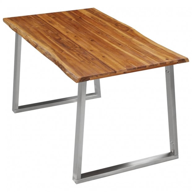 3 Piece Dining Set Solid Acacia Wood Brown Image 4