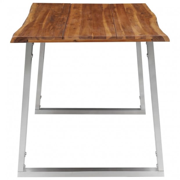 3 Piece Dining Set Solid Acacia Wood Brown Image 5