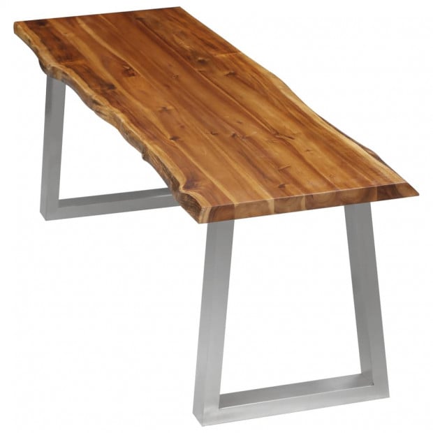 3 Piece Dining Set Solid Acacia Wood Brown Image 8