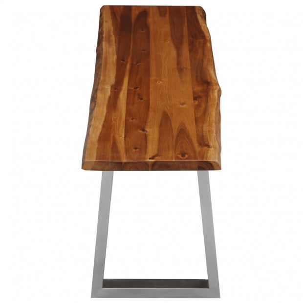 3 Piece Dining Set Solid Acacia Wood Brown Image 9