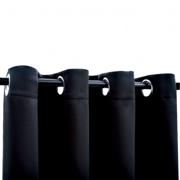 Blockout Curtains With Metal Rings 2 Pcs Black 140x245 Cm Image 4