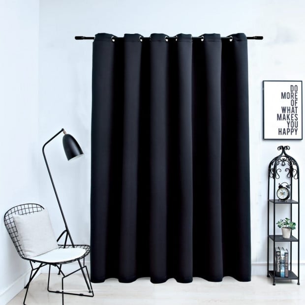 Blockout Curtain With Metal Rings Black 290x245 Cm Image 2