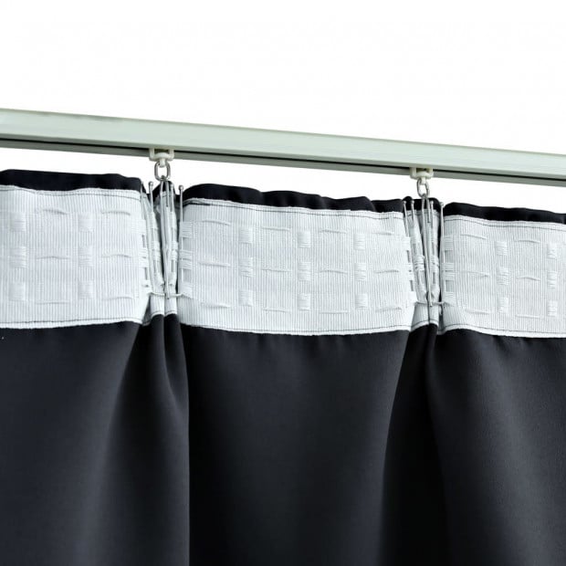 Blockout Curtains With Hooks 2 Pcs Black 140x245 Cm Image 4