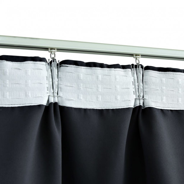 Blockout Curtain With Hooks Black 290x245 Cm Image 4