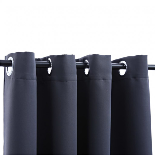 Blockout Curtains With Metal Rings 2 Pcs Anthracite 140x245 Cm Image 3