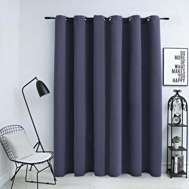 Blockout Curtain With Metal Rings Anthracite 290x245 Cm Image 2