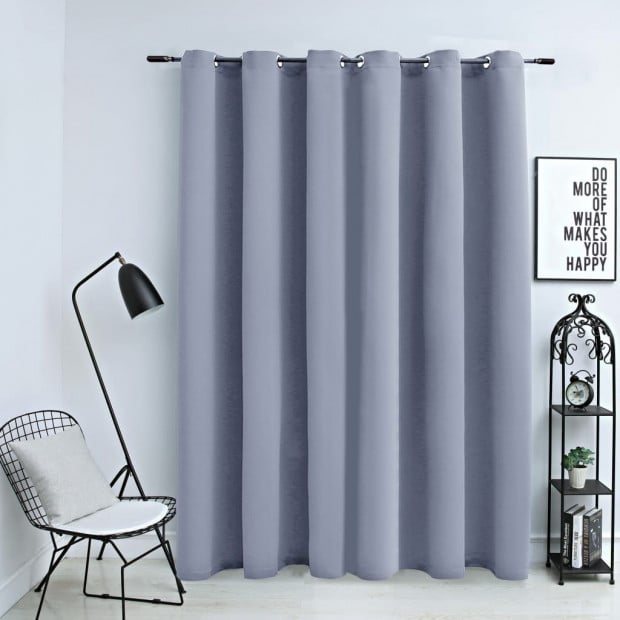 Blockout Curtain With Metal Rings Grey 290x245 Cm Image 2