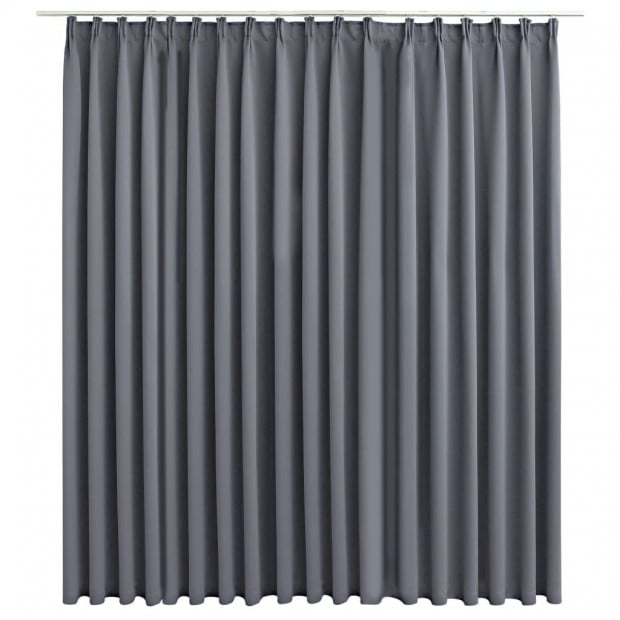 Blockout Curtain With Hooks Grey 290x245 Cm
