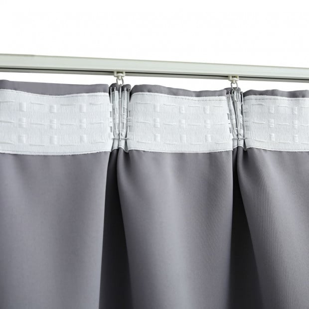 Blockout Curtain With Hooks Grey 290x245 Cm Image 4
