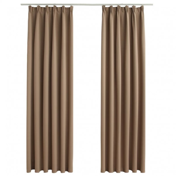 Blockout Curtains With Hooks 2 Pcs Taupe 140x245 Cm