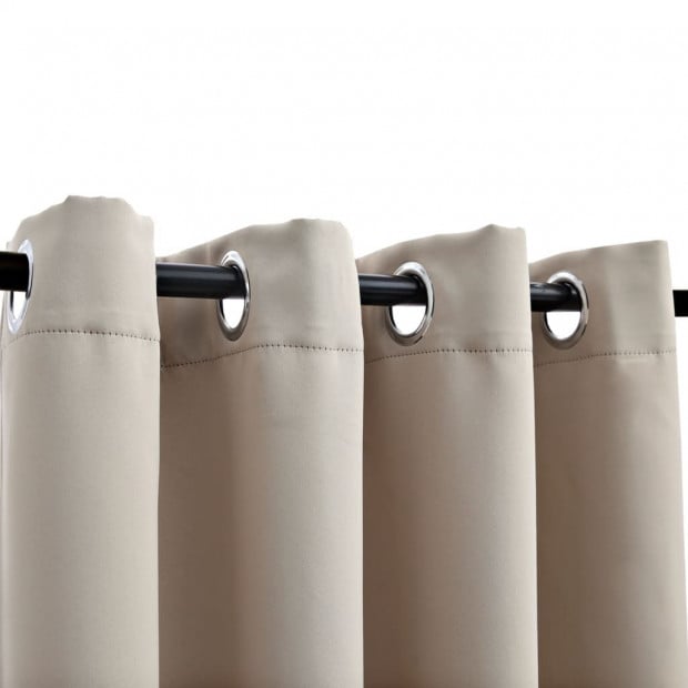 Blockout Curtain With Metal Rings Beige 290x245 Cm Image 4