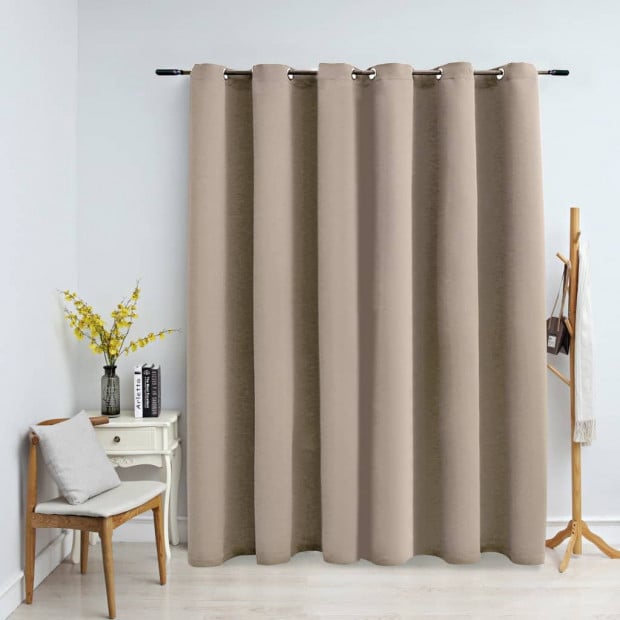 Blockout Curtain With Metal Rings Beige 290x245 Cm Image 2