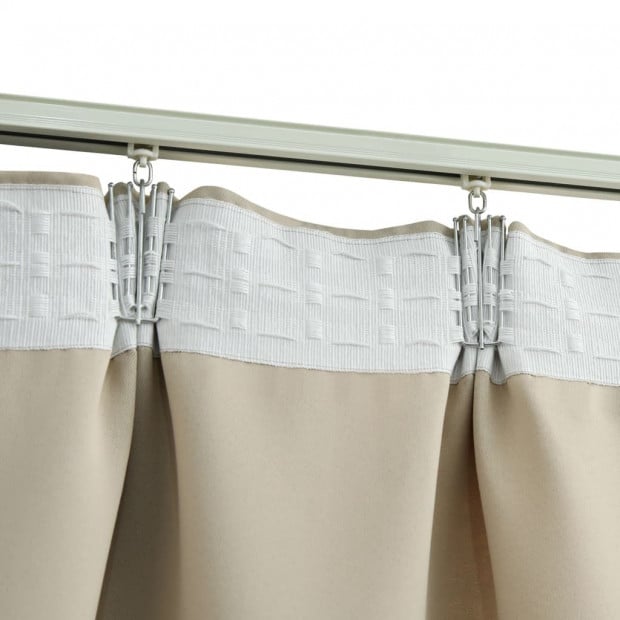 Blockout Curtains With Hooks 2 Pcs Beige 140x245 Cm Image 3