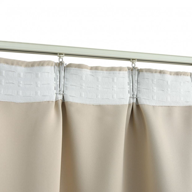 Blockout Curtain With Hooks Beige 290x245 Cm Image 4
