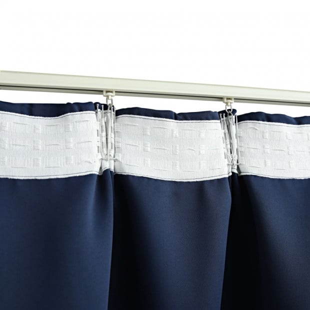 Blockout Curtains With Hooks 2 Pcs Blue 140x245 Cm Image 4