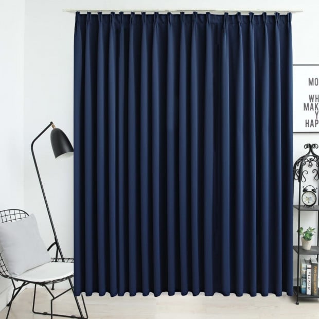 Blockout Curtain With Hooks Blue 290x245 Cm Image 2