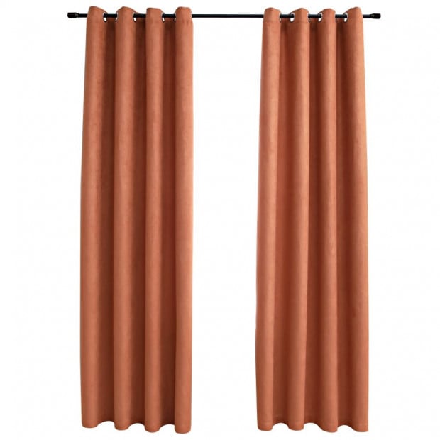 Blockout Curtains With Metal Rings 2 Pcs Rust 140x245 Cm