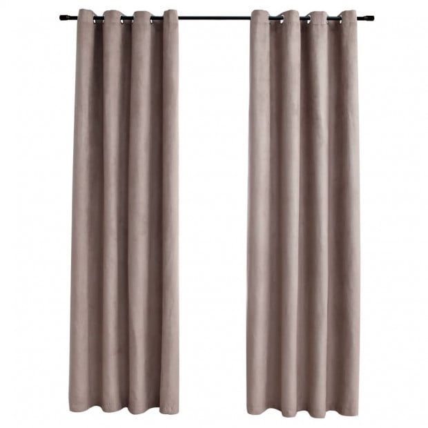 Blockout Curtains With Metal Rings 2 Pcs Taupe 140x225 Cm