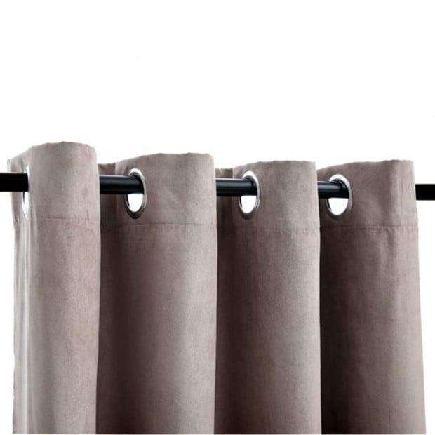 Blockout Curtains With Metal Rings 2 Pcs Taupe 140x225 Cm Image 4