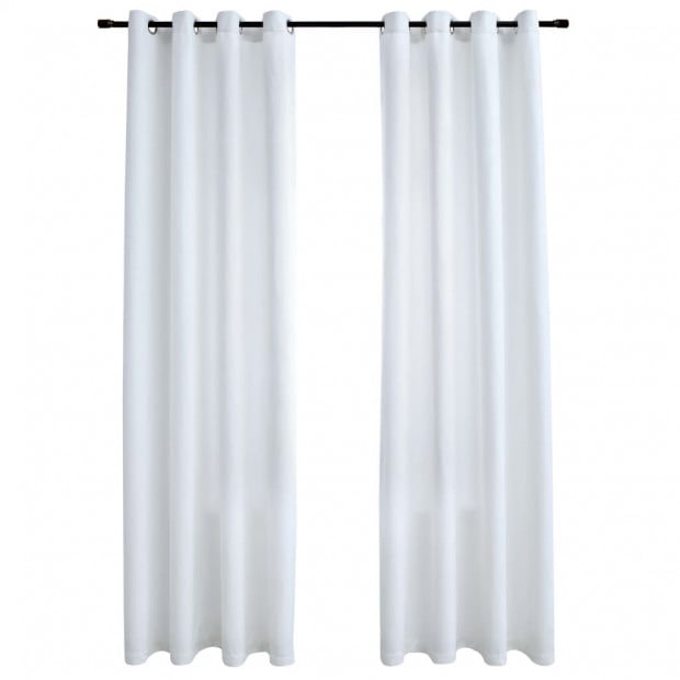 Blockout Curtains With Metal Rings 2 Pcs Off White 140x225 Cm