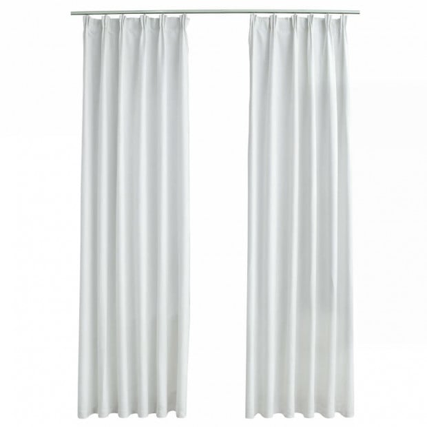 Blockout Curtains With Hooks 2 Pcs Off White 140x225 Cm