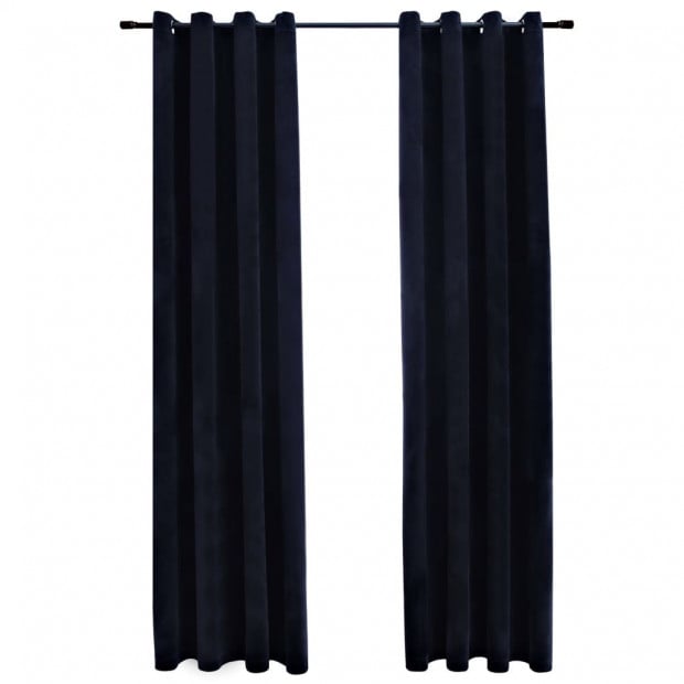 Blockout Curtains With Rings 2 Pcs Velvet Black 140x245 Cm