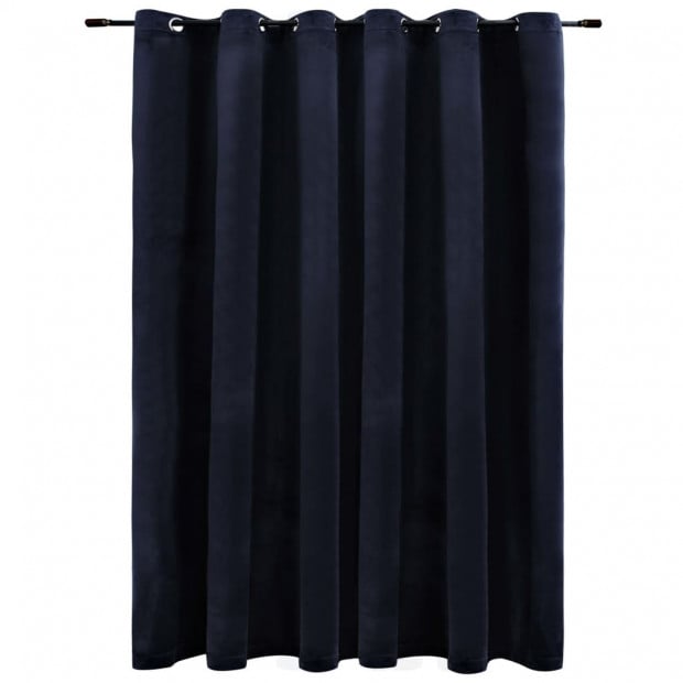 Blockout Curtain With Metal Rings Velvet Black 290x245 Cm