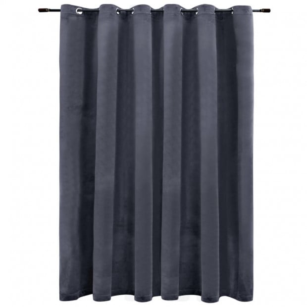 Blockout Curtain With Metal Rings Velvet Anthracite 290 x 245cm